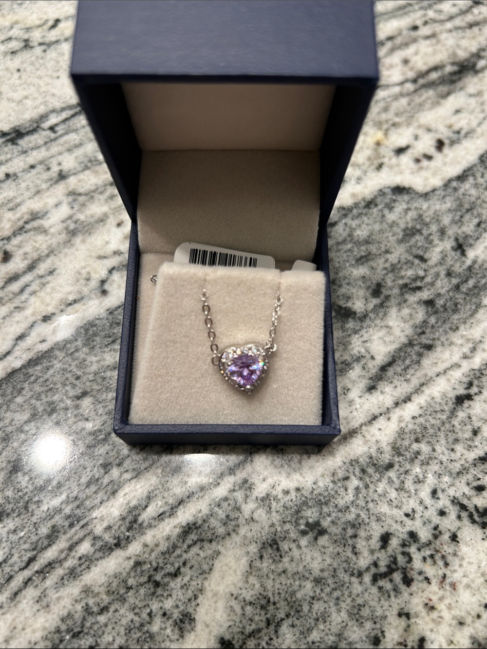 Hallmark Heart Pendant Necklace with Purple Gem